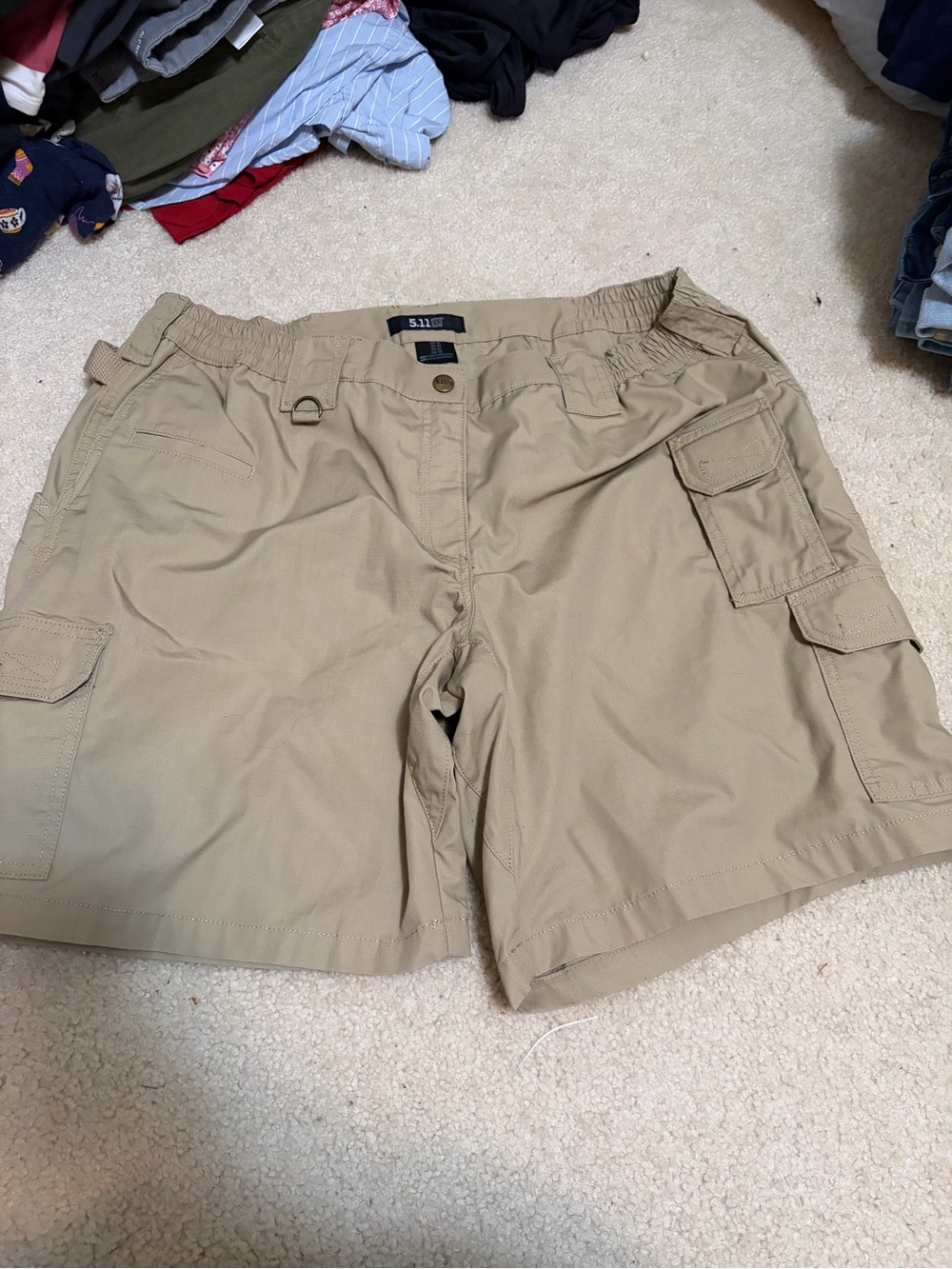 5.11 Tactical Women's Khaki Cargo Shorts with Utility Pockets